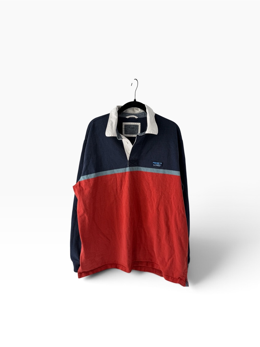 Vintage L.L. Bean Navy, Red & White Long-Sleeve Men’s Size L Rugby Preppy Shirt